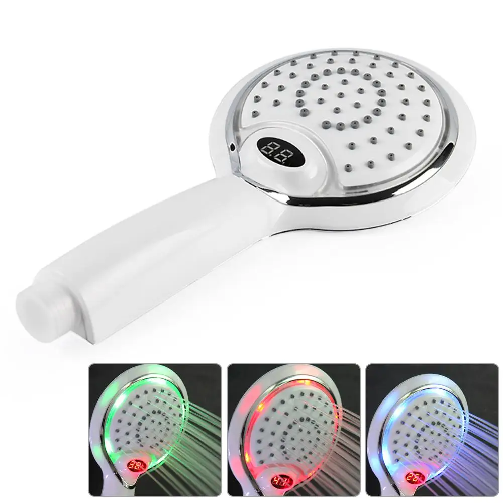 

LCD Hand Shower Led Handheld Shower Head with Temperature Digital Display 3 Colors Change Water Powered LED Shower Sprinkler