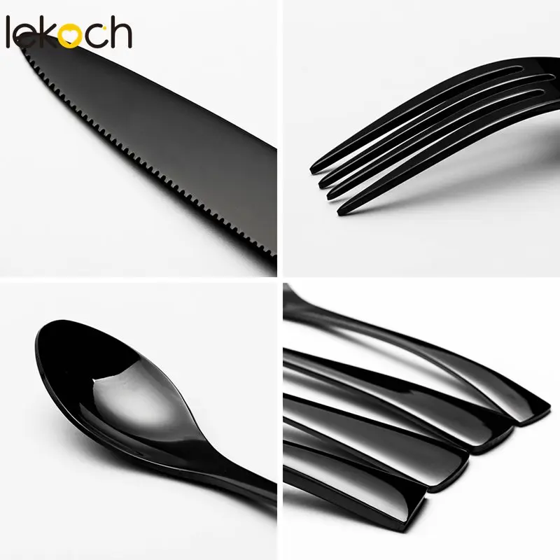 Lekoch Black kaya 4 шт./компл. столовые приборы из нержавеющей стали набор посуды столовый