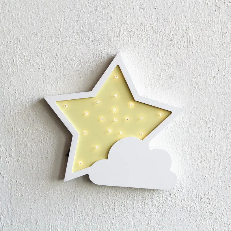 Star Yellow Lanpulux 3D деревянная звезда луна лампа милый мультфильм светильники дети ребенок украшение для детской спальни ночные светильники настенные настольные изделия - Испускаемый цвет: Star Yellow