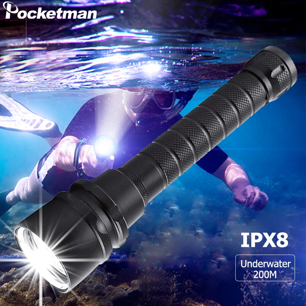 Фонарик для дайвинга 5 * T6 L2 светодиодный фонарик подводного погружения 200 м