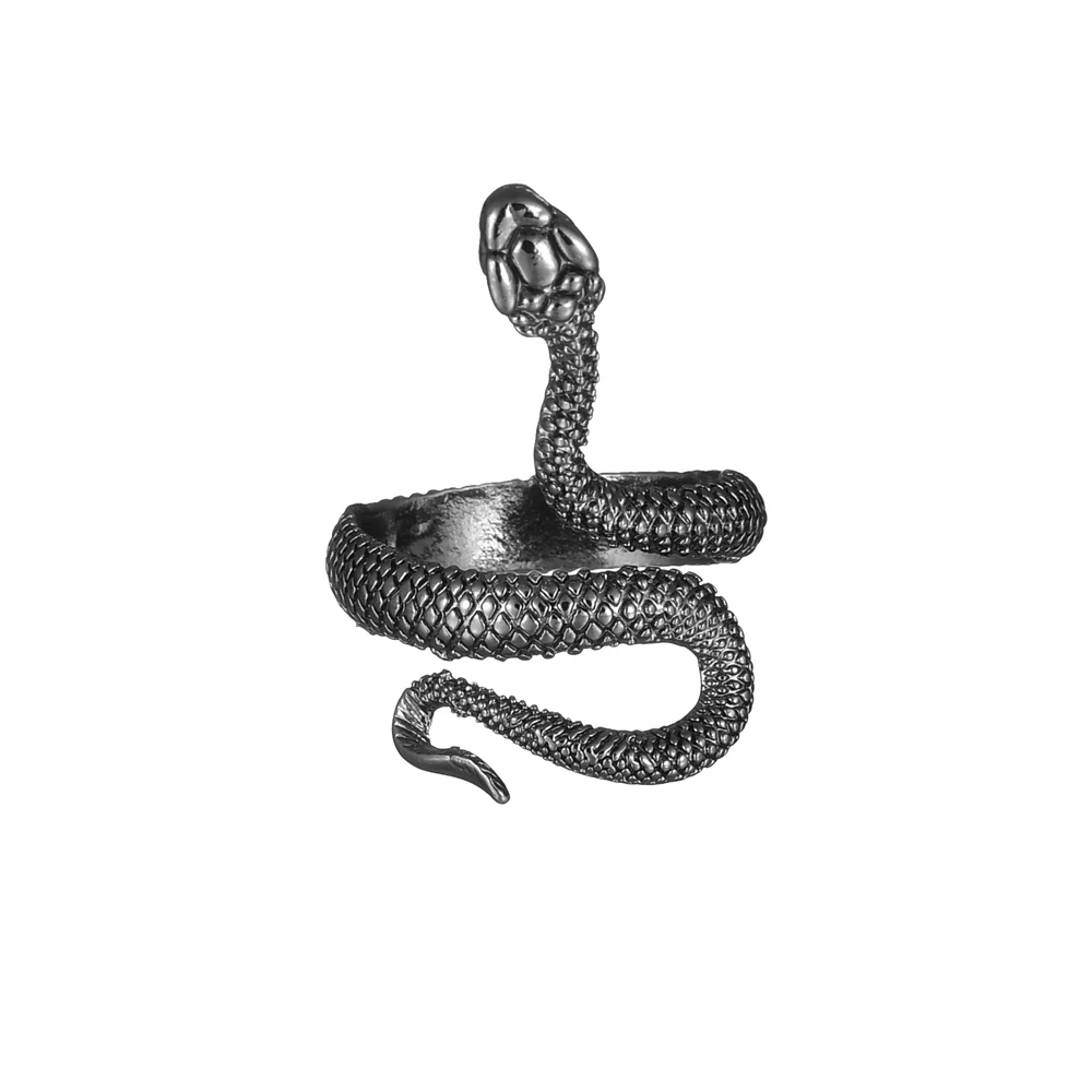 Black-Snake MeMolissa панк животное кольцо готическое черное серебро металлические кольца в виде змейки для женщин мужчин ночной клуб унисекс регулируемые Anillos ювелирные изделия - Цвет основного камня: Black-Snake