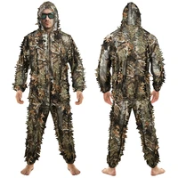 men women kids outdoor ghillie suit camouflage clothes jungle suit cs training leaves clothing hunting suit pants hooded jacket