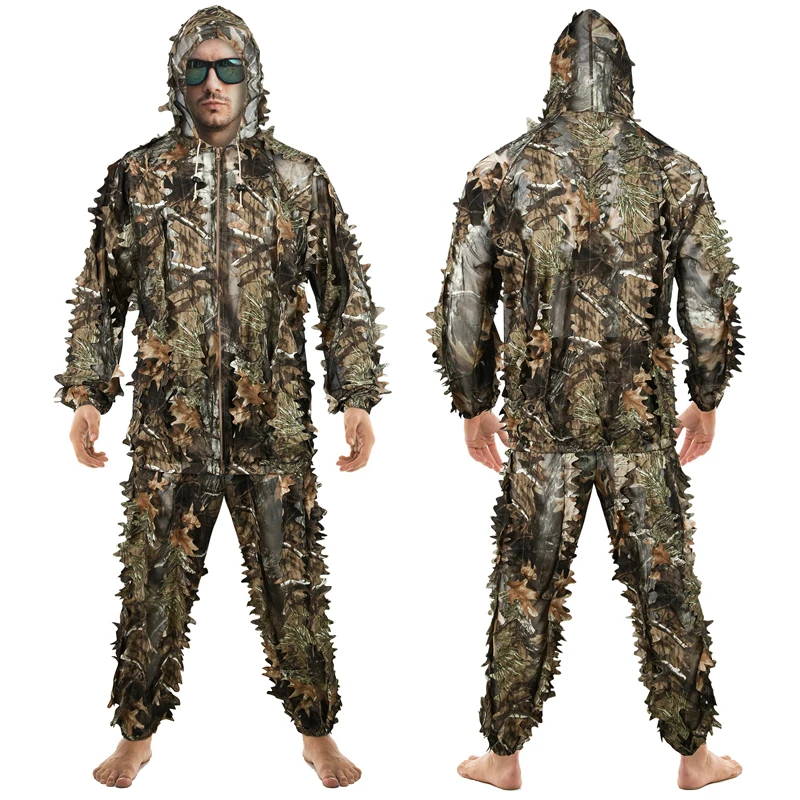 Костюм с капюшоном кленовый лист Ghillie для охоты Маскировка леса униформа Cs