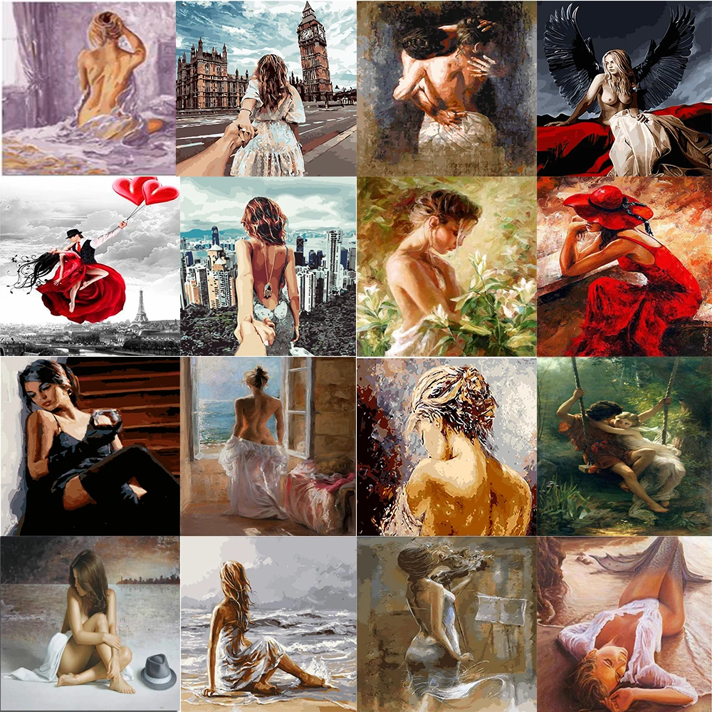 DIY Краска по номерам картина на масляной основе девушка искусство краска стену