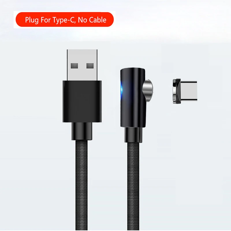 90 градусов зарядный кабель Magent зарядное устройство type C кабель USB C провод для быстрой зарядки Micro usb-концентратор, 4 порта для samsung iphone XM Magenetic кабель - Цвет: Black For TC
