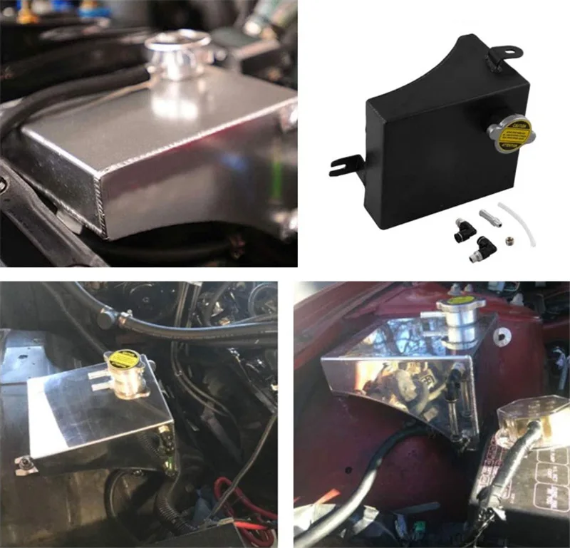

Aluminum Coolant Overflow Tank Reservoir Kit for 240SX S13 SR20DET KA24DE Silver Black