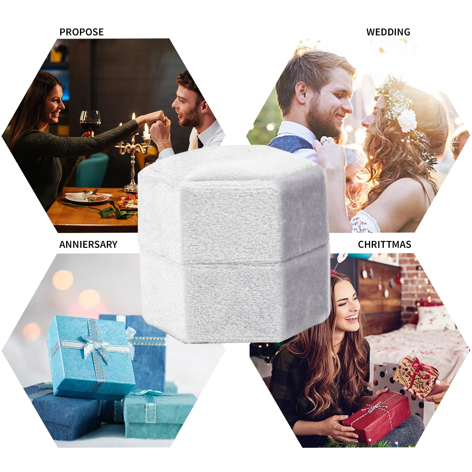 Шестигранная бархатная шкатулка для ювелирных колец обручальное кольцо коробка