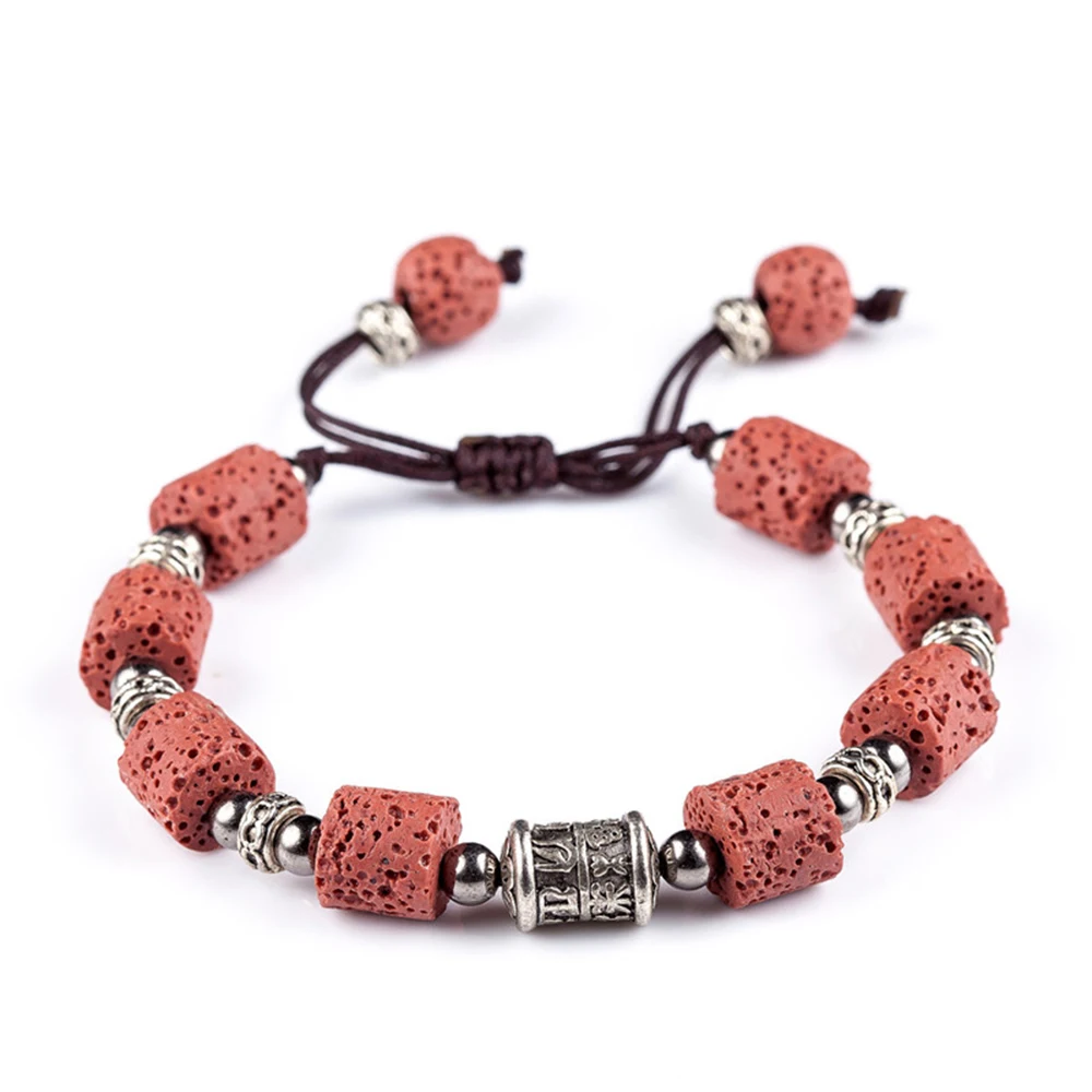 Браслеты с бусинами из коричневого лавового камня браслеты для женщин и мужчин
