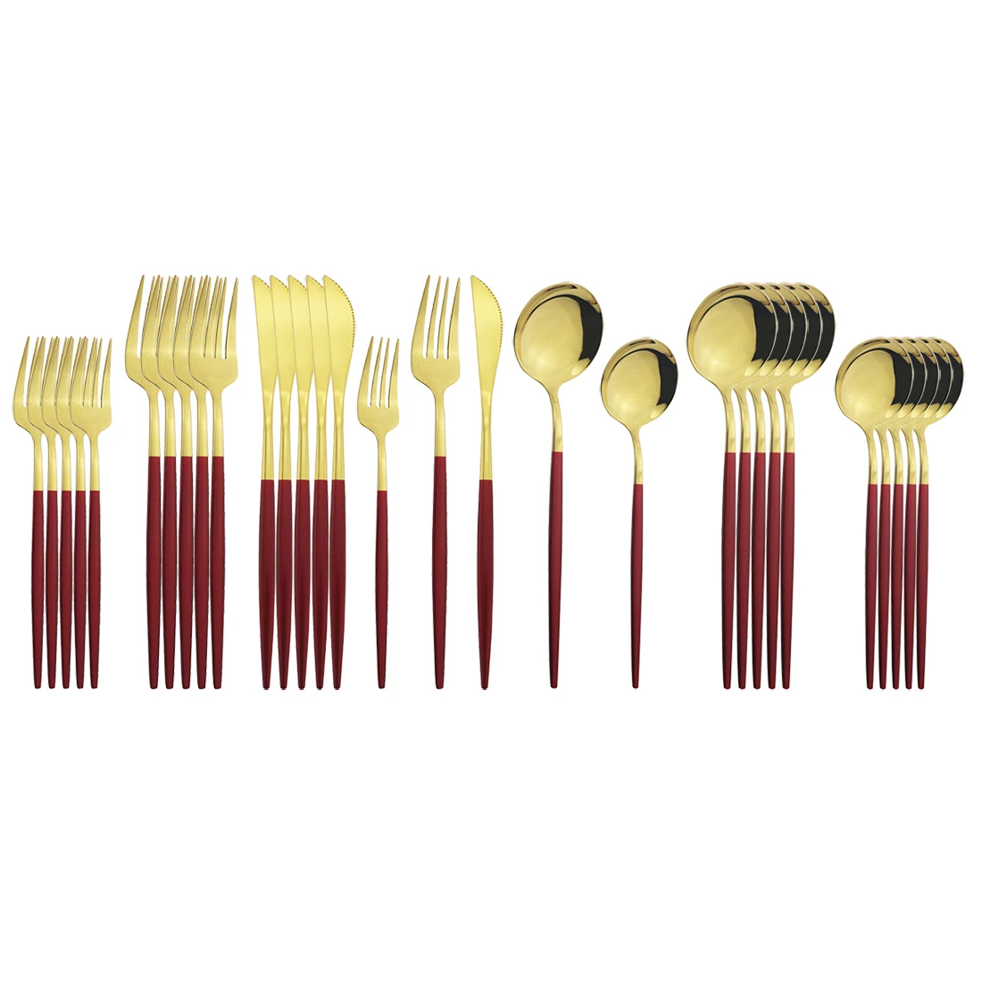 Набор столовых приборов из красного золота 30 шт. вилка ложка столовая посуда