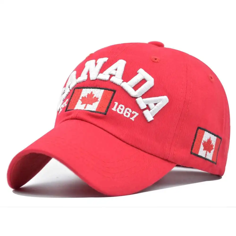 Men Baseball cap Canadian design Cotton Flag Embroidery Of Canada adjustable for men and women blue green Yellow brown | Аксессуары для