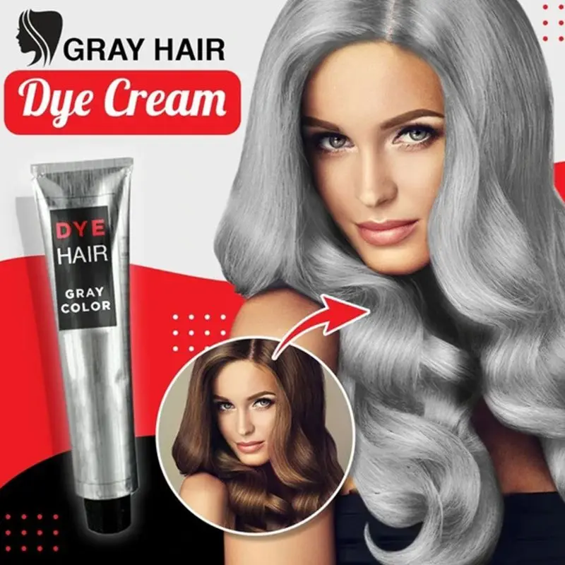 

Q1QD Unisex Gray Hair Dye Cream 100ML Permanent Color Hairstyle Silver Coverage Long-Lasting Easy to Use
