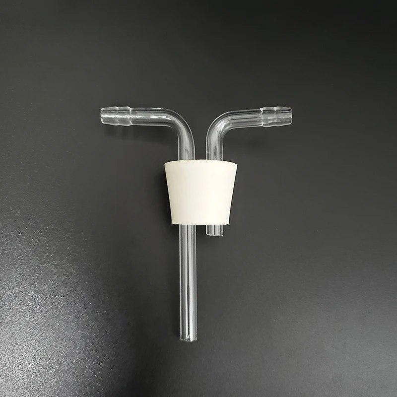 White rubber stopper,With glass inlet and outlet trachea,Number 6-21,Bottle corks,Air scrubber accessories