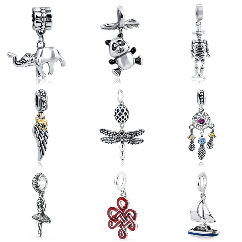 2017 серебряный кулон Бусины DIY прелести Fit Pandora Браслеты с подвесками Серебро 925