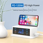 Зарядное устройство 120 Вт QC 4,0 3,0 GaN 8 USB C с двумя портами USB Type-C 65 Вт PPS, адаптер питания для быстрой зарядки для MacBook Pro, Lenovo, iPhone