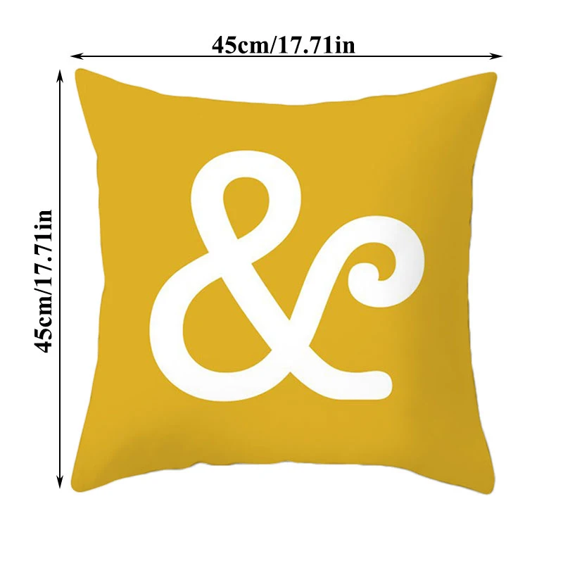 

Yellow Cushion Cover Plaid Flower Letters Print Sofa Pillow Cases Bedroom Home Decor Car Office Decorative Accessories 45x45cm