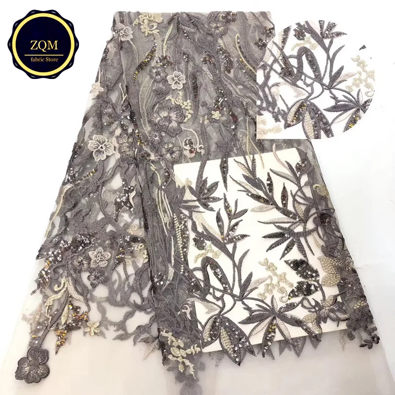 ZQM 2019 New African tulle Lace Fabric French embroidery design sequins with High Quality for women wedding dresses | Дом и сад