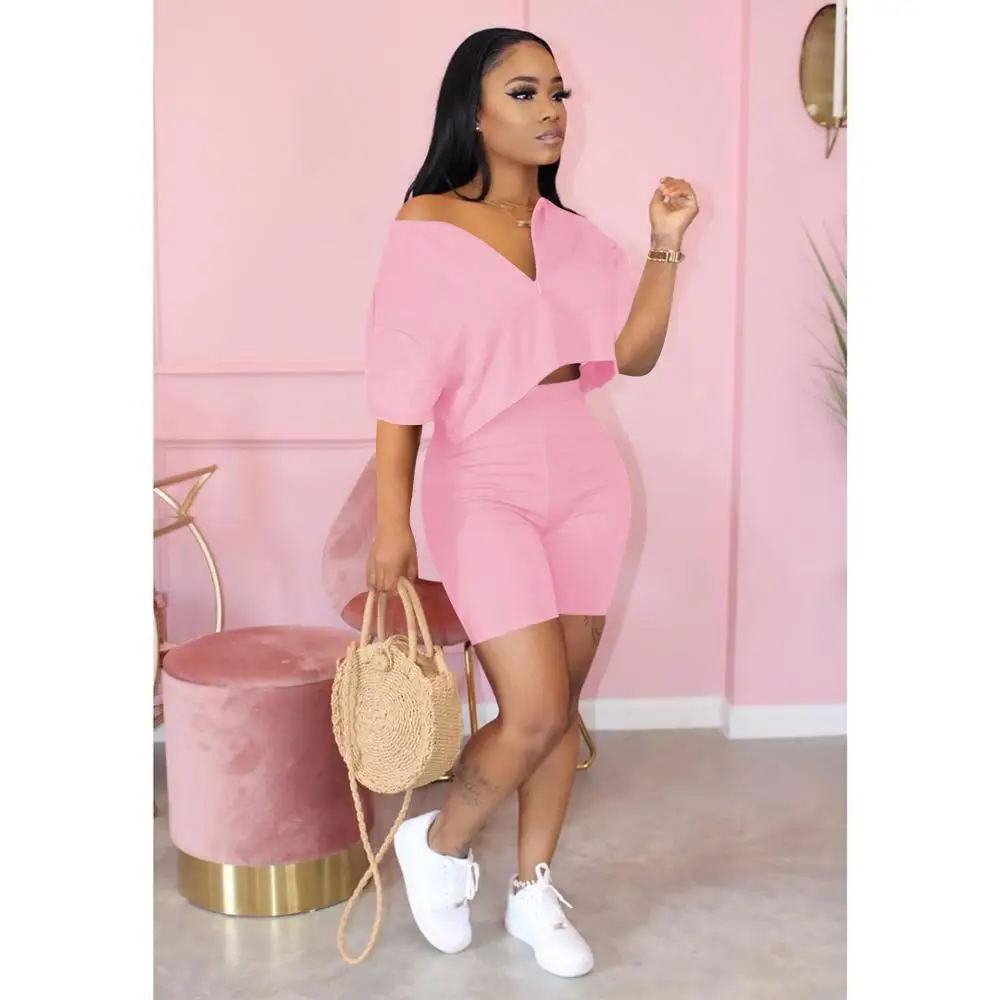 Женский Повседневный костюм из двух предметов укороченный топ и брюки с коротким