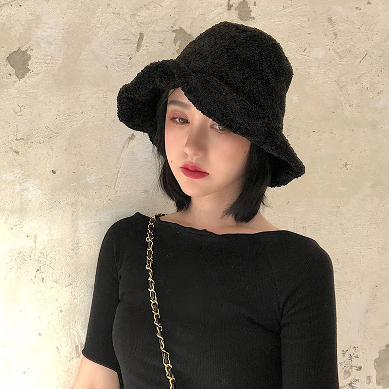 Японский осень зима теплое покрытие шапочка Для женщин Твердые Шляпы Панамы