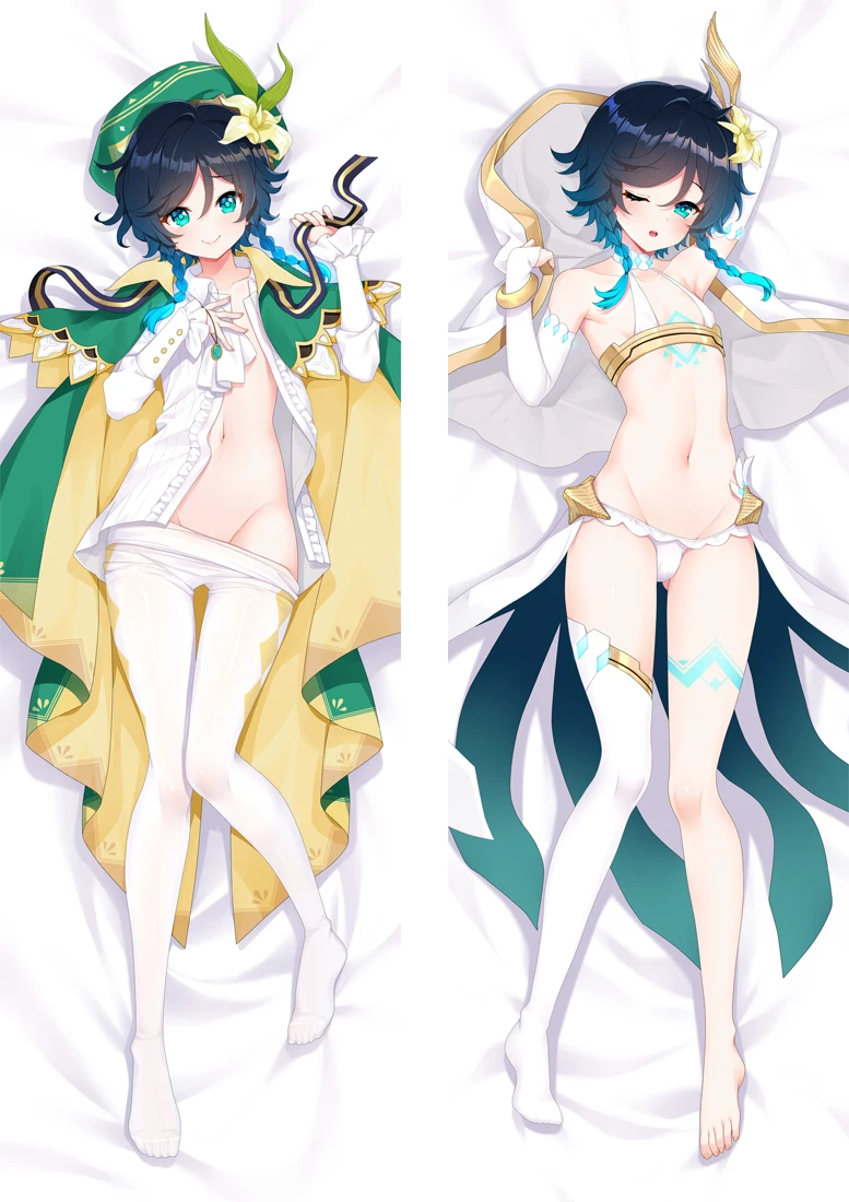 

Genshin Impact Paimon Venti Barbatos Cosplay Dakimakura Case Hugging Body Pillow Prop