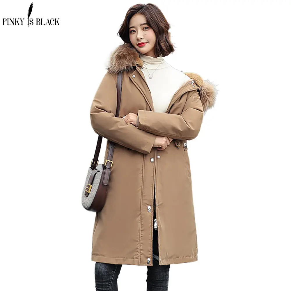

PinkyIsBlack Thick Warm Winter Coat Women Winter Jacket Fur Liner Plus Size Hooded Female Long Parkas Snow Wear Padded Clothes