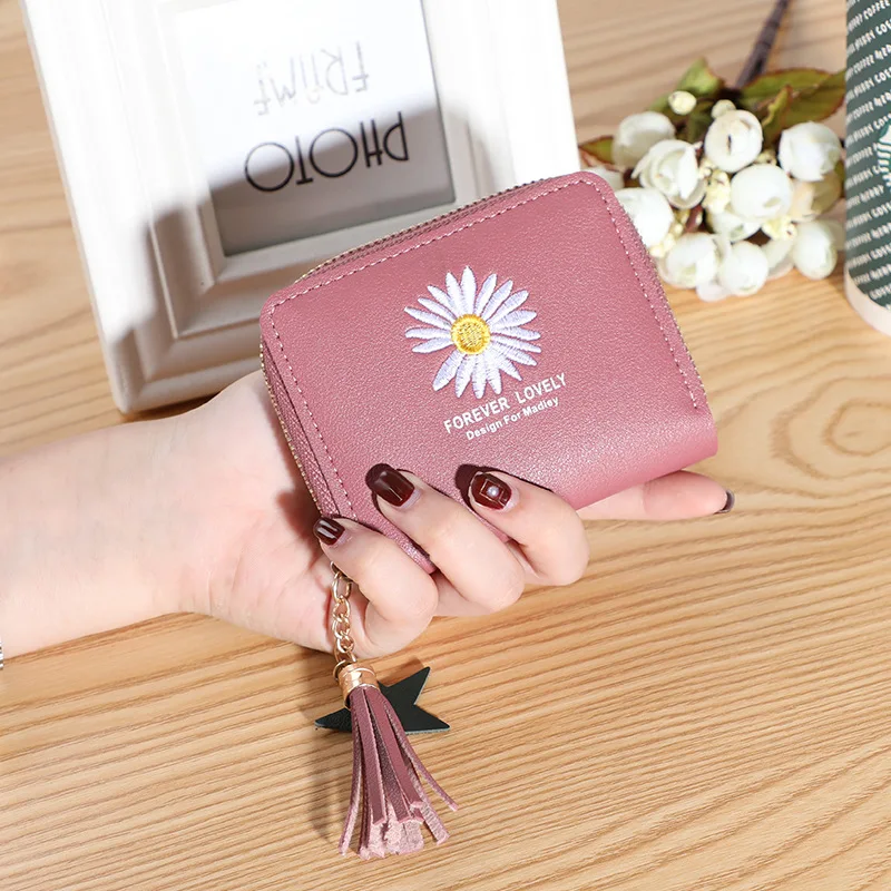 2021 new Korean wallet short paragraph Su Liu daisy card holder cute small coin purse women | Багаж и сумки