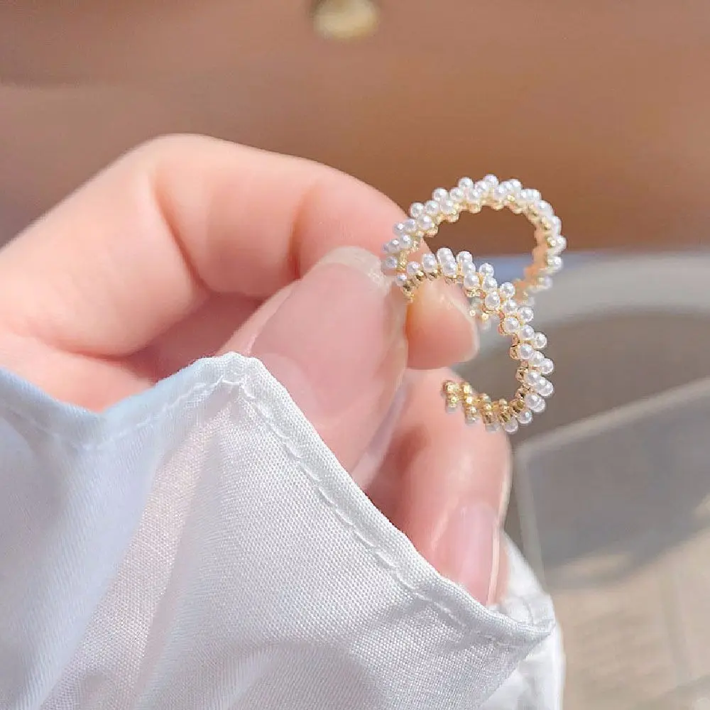 

Hoop Earrings High Quality Gold Simple Double-row Pearl Temperament Cubic Zircon ZC Stud Earrings for Women