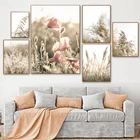 Картина на холсте с изображением осеннего пейзажа, скандинавских пастбищ, цветов, листьев