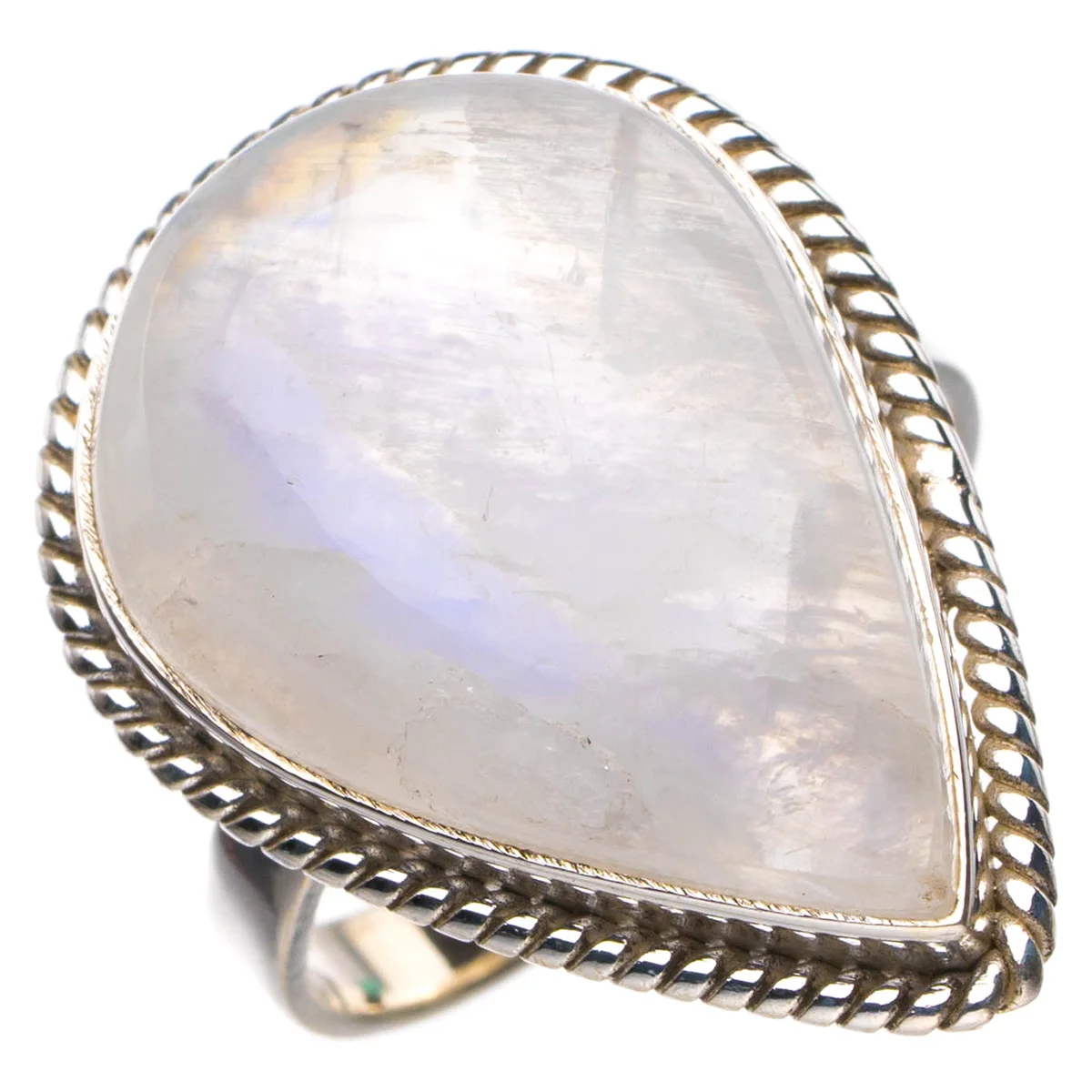 

StarGems натуральный Радужный Лунный Камень ручной работы 925 пробы Серебряное кольцо 8 D4626