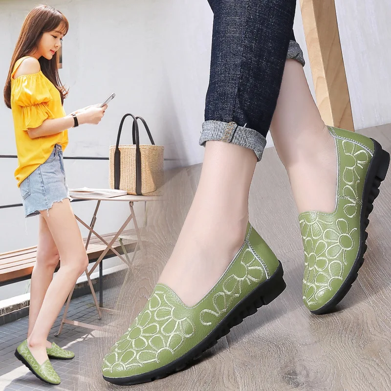

2021 Leather Casual Women's Shoes Middle-Aged and Elderly Mom Shoes Flat White Shoes Women's Doug Shoes Nurse Shoes