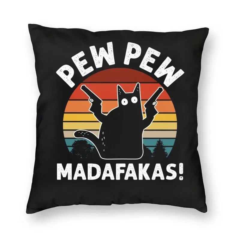 

Современный ретро-чехол с черной искусственной подушкой из полиэстера Pew Madafakas Kitten, чехол для гостиной, чехол для подушки, домашний декор