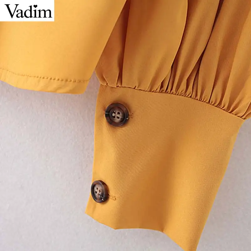 Vadim Женская стильная желтая блузка с воротником-шарфом украшенные рубашки