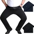 Весенняя повседневная одежда, легкие Бриджи 50 52, прямые высококачественные мужские деловые брюки из 100% хлопка с высокой талией для мужчин