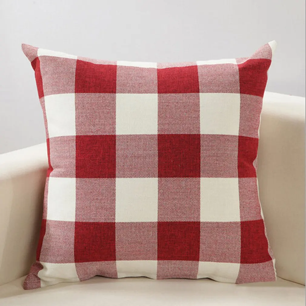 

Pillowcase Classic Large Checkered Square Pillow Cushion Bedside Square Pillow Sofa Cushion Linen Pillowcase