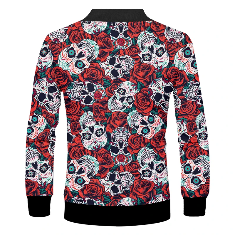 

OGKB Comfortable 3D Flower Skull Men Zipper Jacket Printed Funny Hip Hop Long Sleeves Coat Streetwear Mens Tracksuits Plus Size