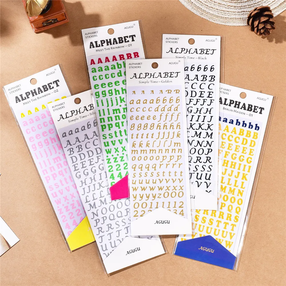 

2 Sheets Number Letters Stickers Retro DIY Scrapbooking Decorative Craft for Art Craft Greeting Card Scrap Book School Supplies