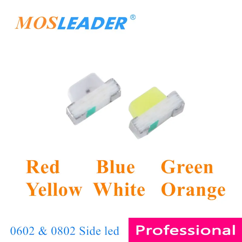 Mosleader 4000pcs SMD LED 0602 0802 0603 0805 Side led Red Blue Green Yellow White Orange 1608 2012 Light emitting diodes | Электроника