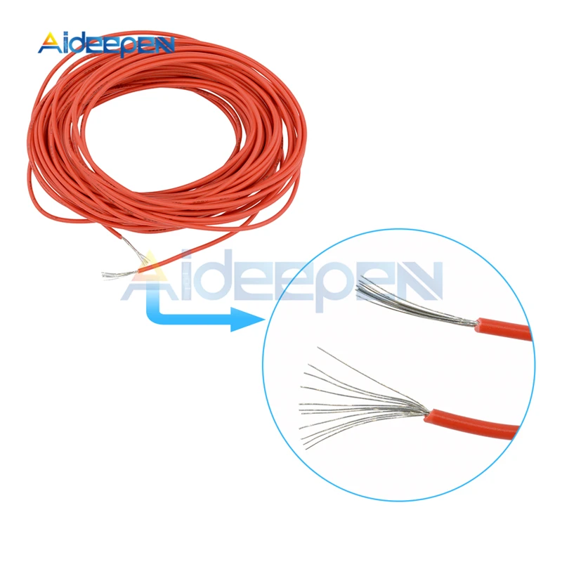 10 м/лот 24 AWG провод электрический провод Луженая изолированный кабель красный черный синий желтый цвет 10 м для электрооборудования
