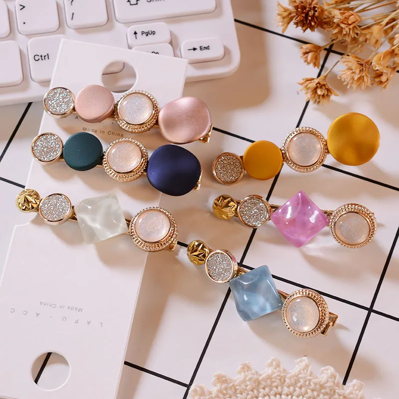 Корейские круглые заколки для волос со звездами женщин винтажные геометрические