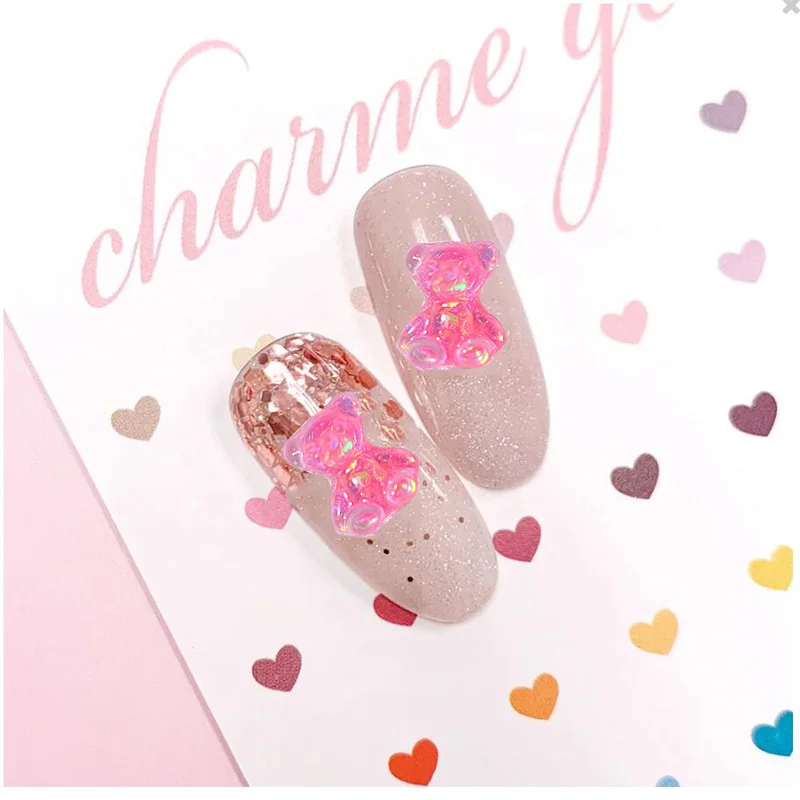 50 шт./лот 10x8мм клейкий Медведь Очарование липкий медведь плоская задняя смола