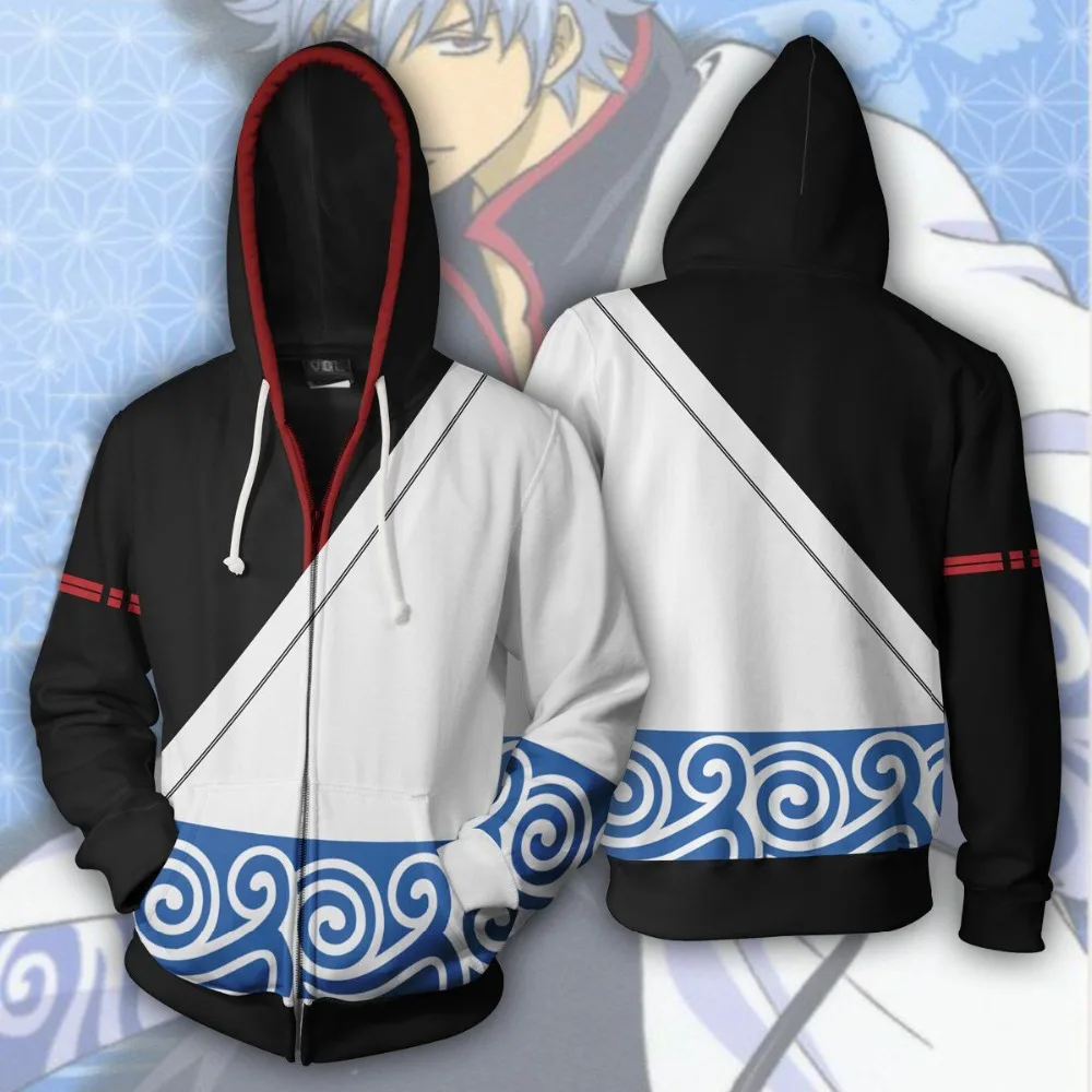 

Толстовки с капюшоном в стиле аниме Gintama, 3D принт, серебристая душа, гинтоки, Саката, толстовка с капюшоном, повседневное пальто в стиле хип-х...