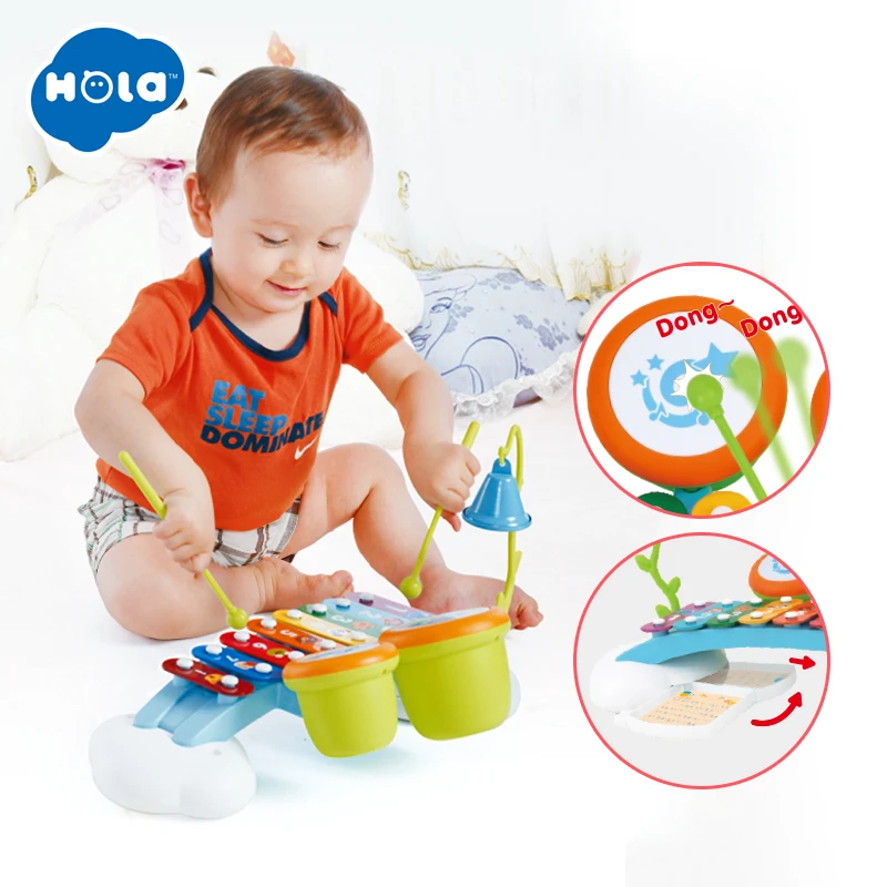 HOLA TOYS 909 детские игрушки Красочные радужные ручная ударная фортепиано 8 Note