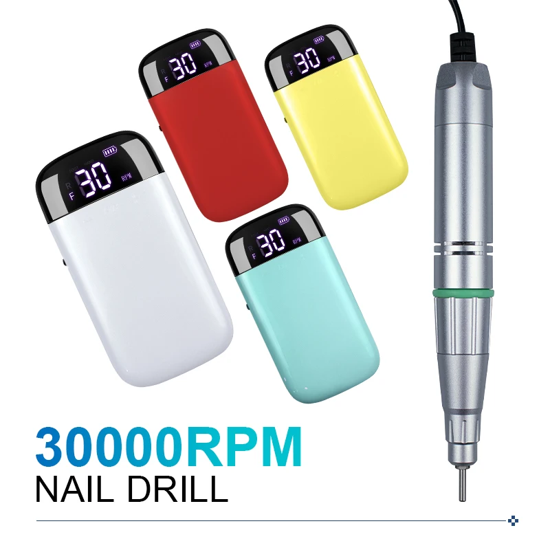 

30000RPM Nail Drill Machine Electric Nail File LED Display Nail Tools Rechargeable Manicure Machine Nail Drill Bits Polisher