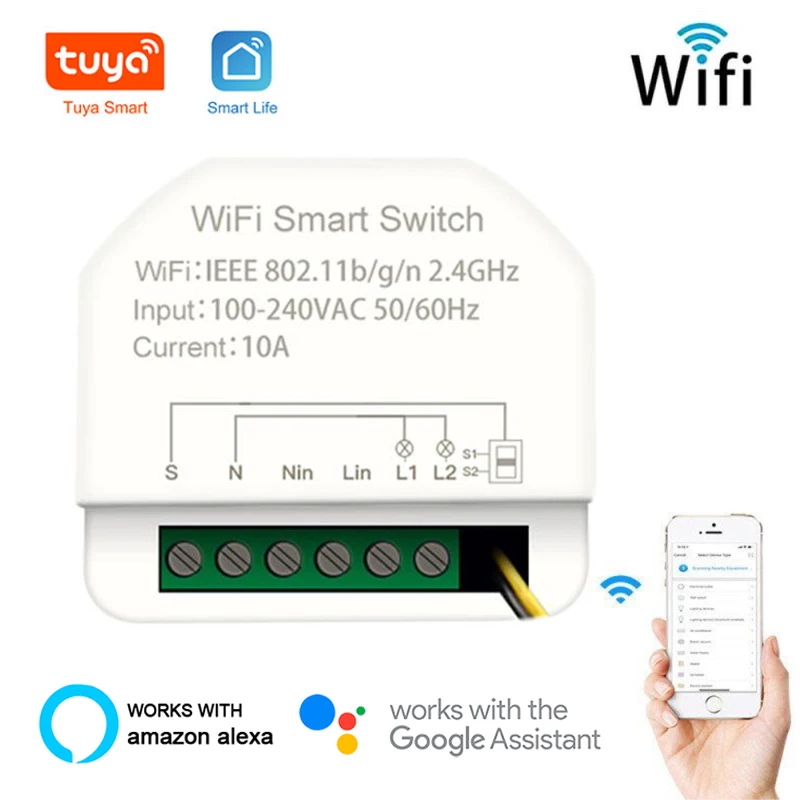 Беспроводной мини-таймер умный выключатель с Wi-Fi совместим Tuya Alexa Google Home |