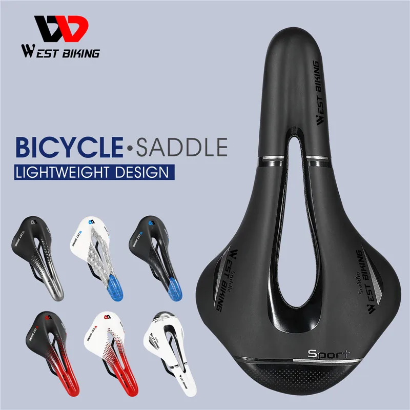 

WEST BIKING Bicycle Saddle MTB Mountain Road Racing Bike Seat Soft PU Leather Hollow Breathable Cushion Cycling Part Accessories