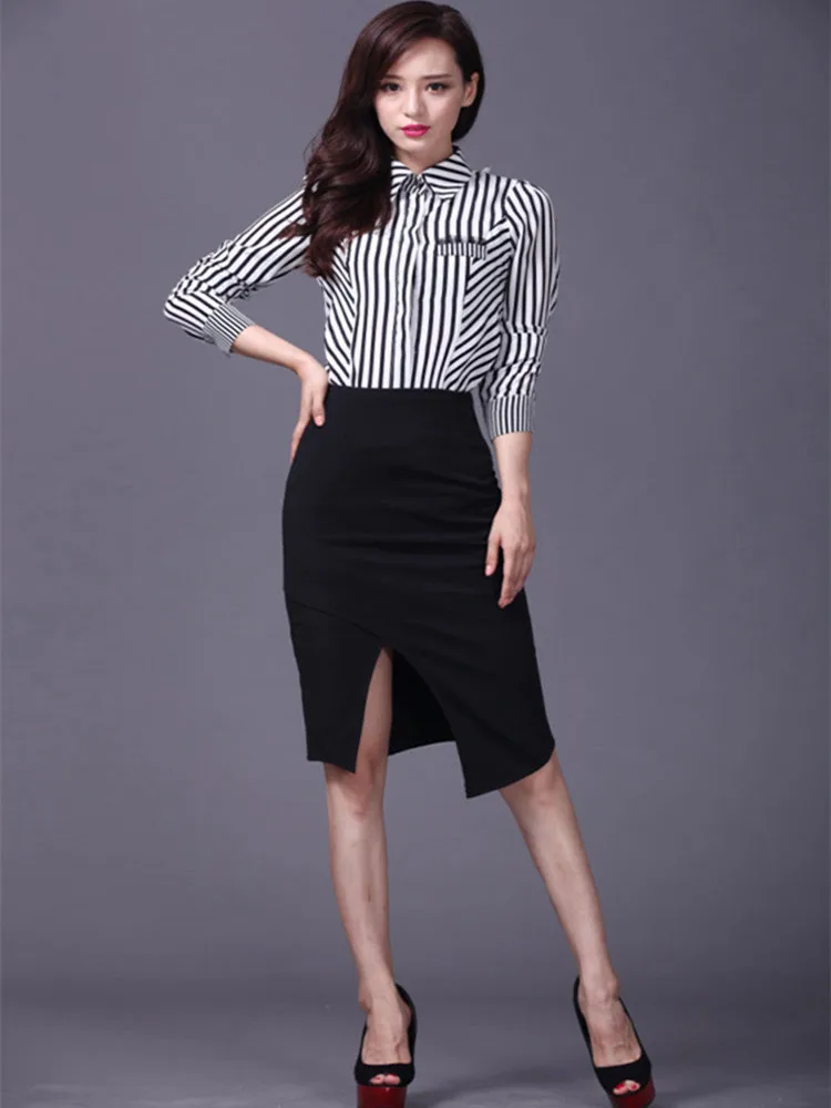 

2020 Women Autumn Summer Asymmetrical Hem Wrap Front Black Skirt Office Lady Elegant Fashion High Waist Pencil Skirt Female K528