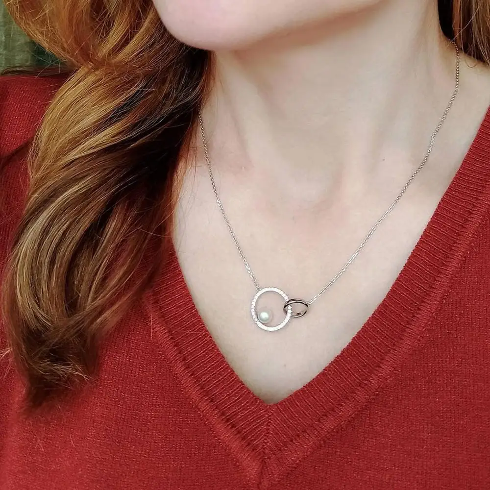 Женское ожерелье из серебра 925 пробы с натуральным пресноводным жемчугом |