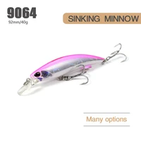 1pcs fishing lure minnow 92mm 40g saltwater sinking artificial bait 3d eyes plastic wobblers tackle pesca far casting bass lure