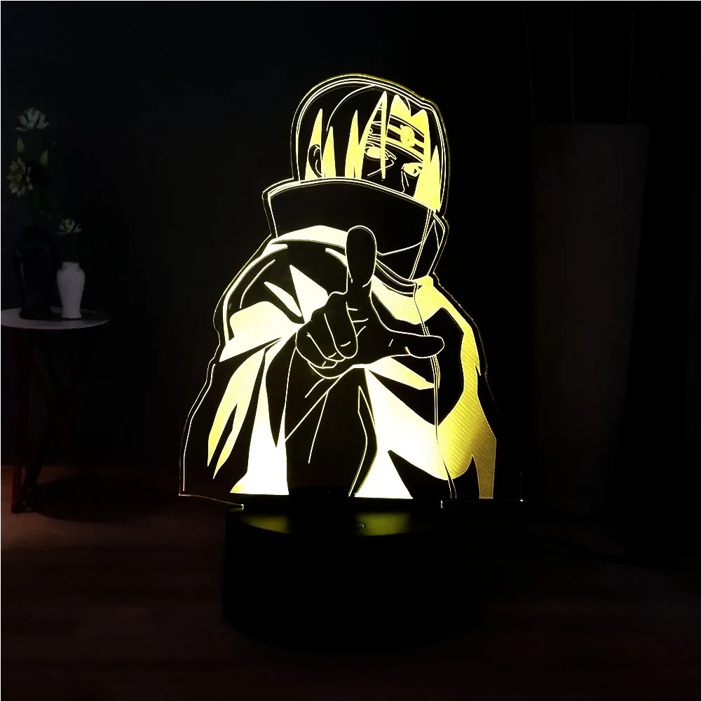 3D иллюзия светодиодный ночник Наруто Саскэ Утиха USB сенсорный пульт