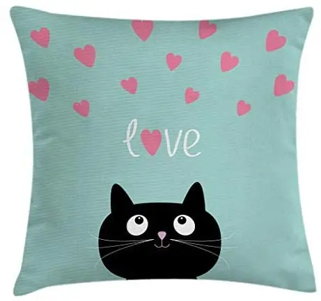 

Pooizsdzzz s Throw Pillow Cushion Cover, Kitty Heart Companions Children Illuration, Decorative Square Accent Pillow Case