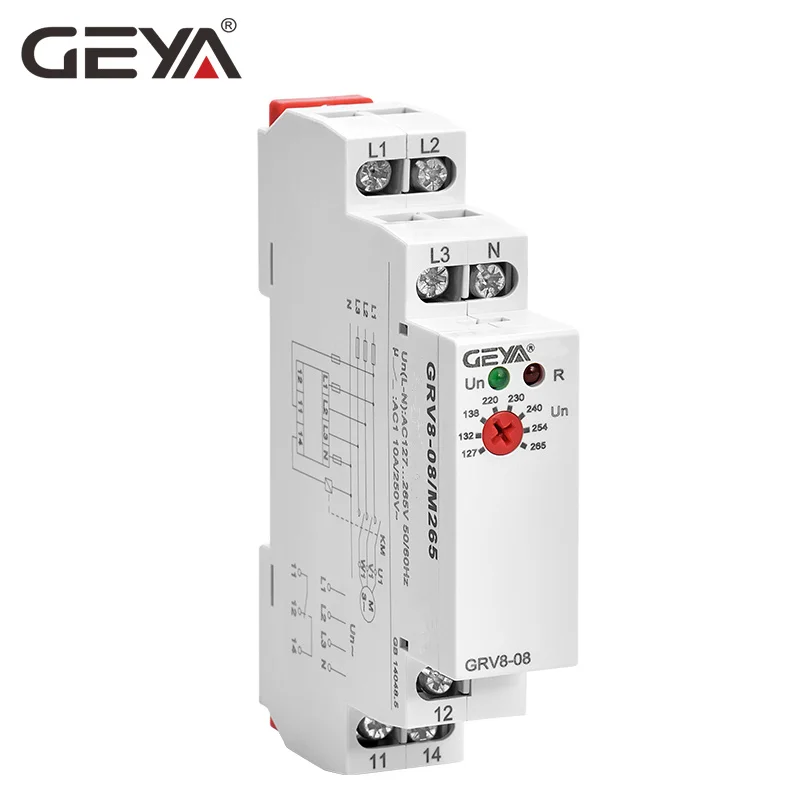 GEYA GRV8-08 перенапряжения реле пониженного напряжения обрыва фазы чередования фаз асимметрия Управление реле